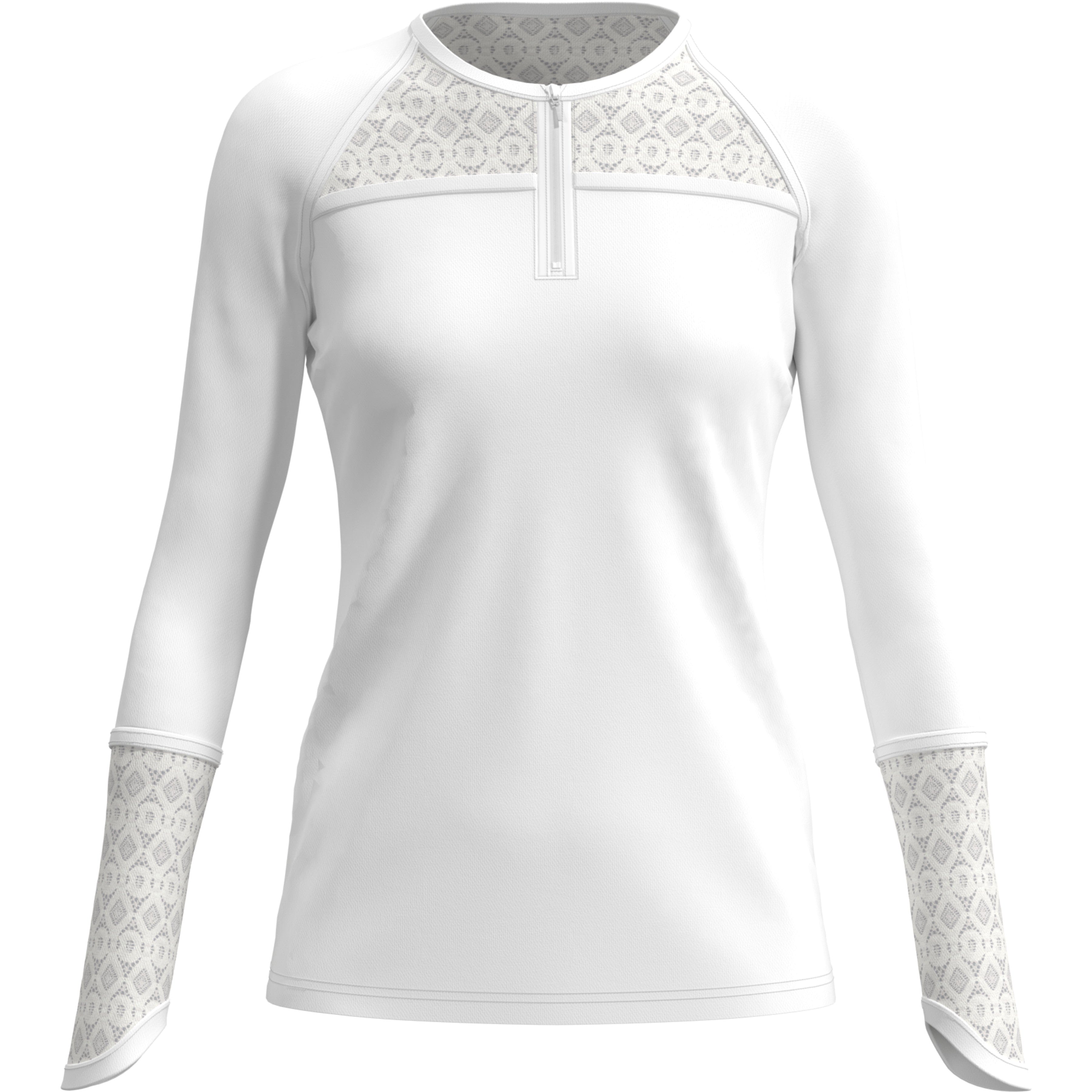 Women's Long Sleeve Mandarin Collar Shirt, White, S