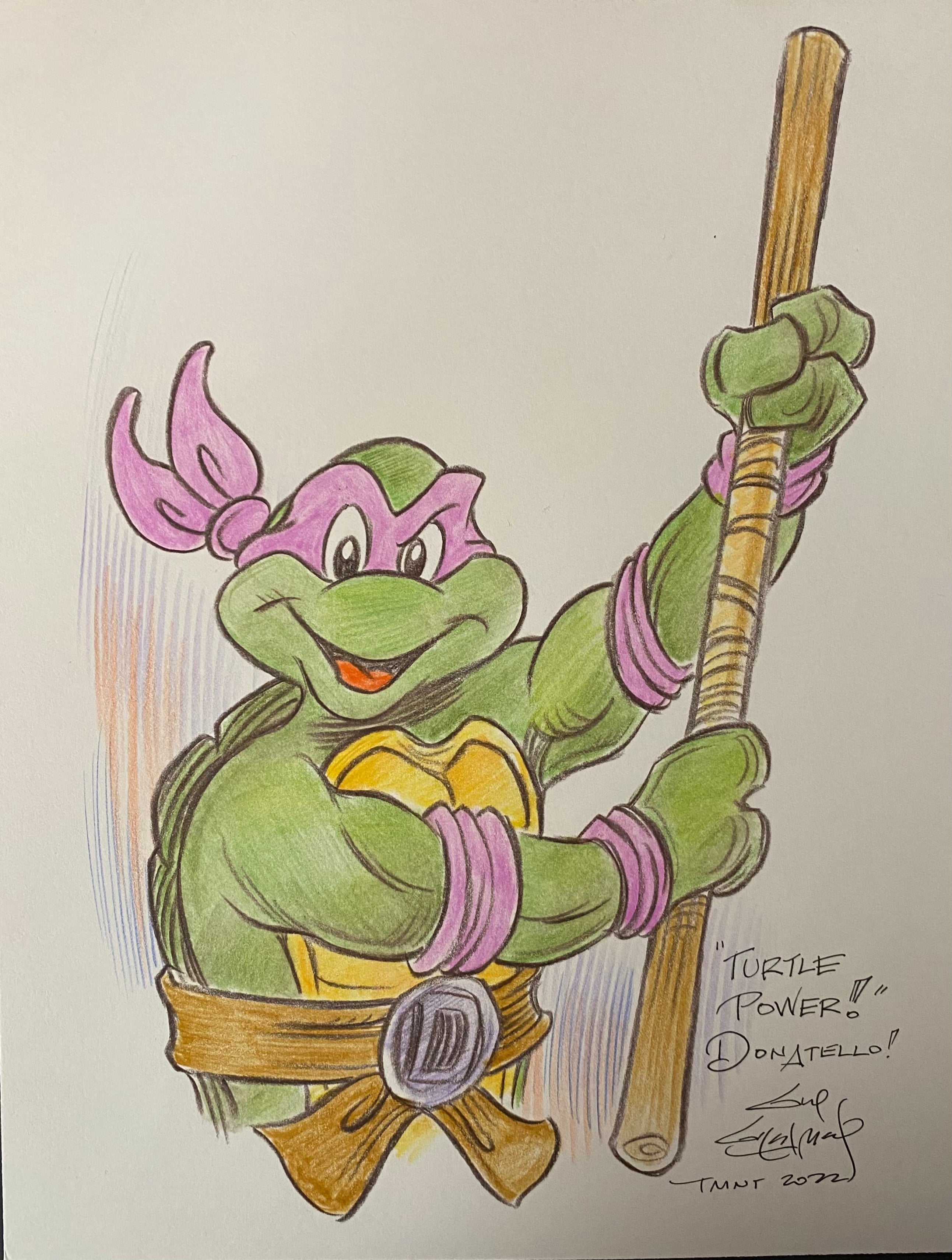 “Turtle Power Donatello” original art sketch
