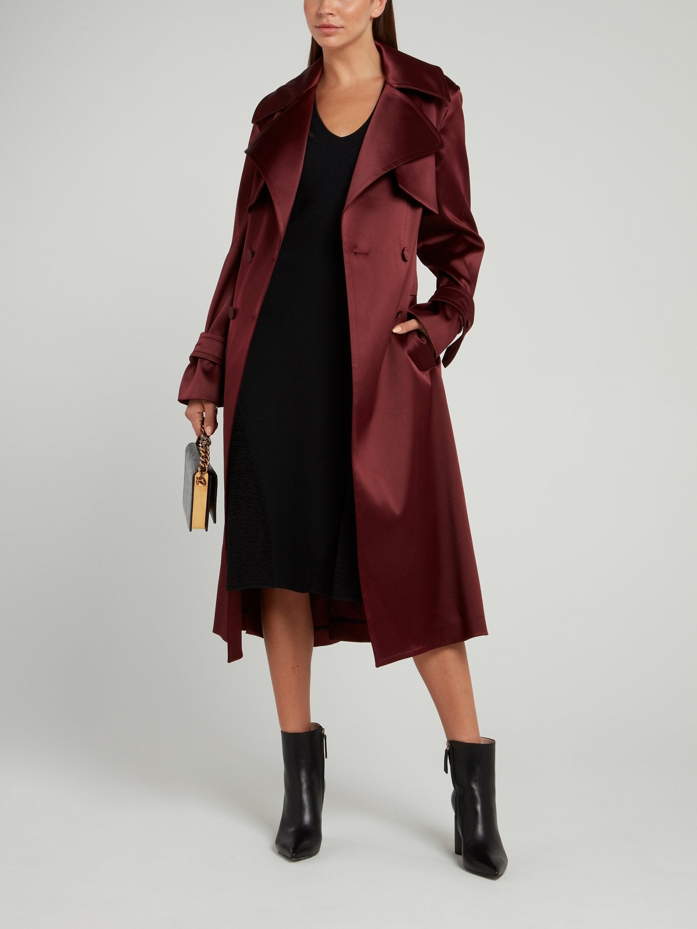 Burgundy Double-Breasted Trench Coat – Maison-B-More Global Store