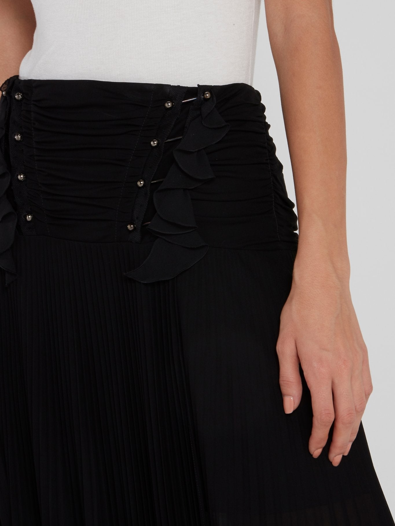 black micro pleated skirt