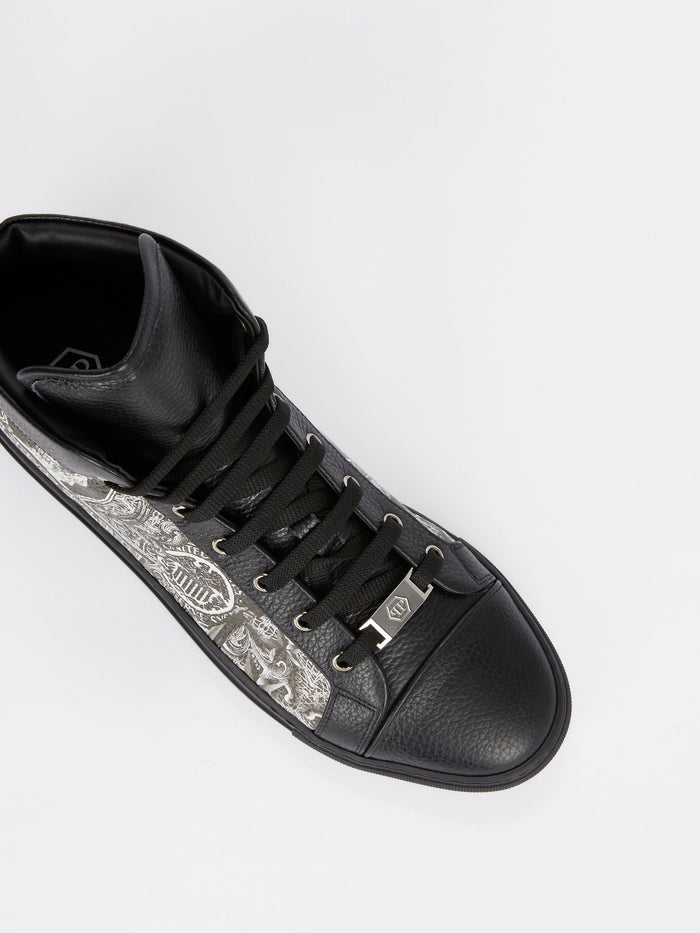 Black Dollar Skull High Top Sneakers 