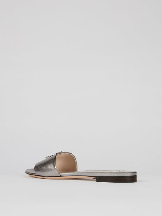 Metallic Studded Monogram Leather Sandals