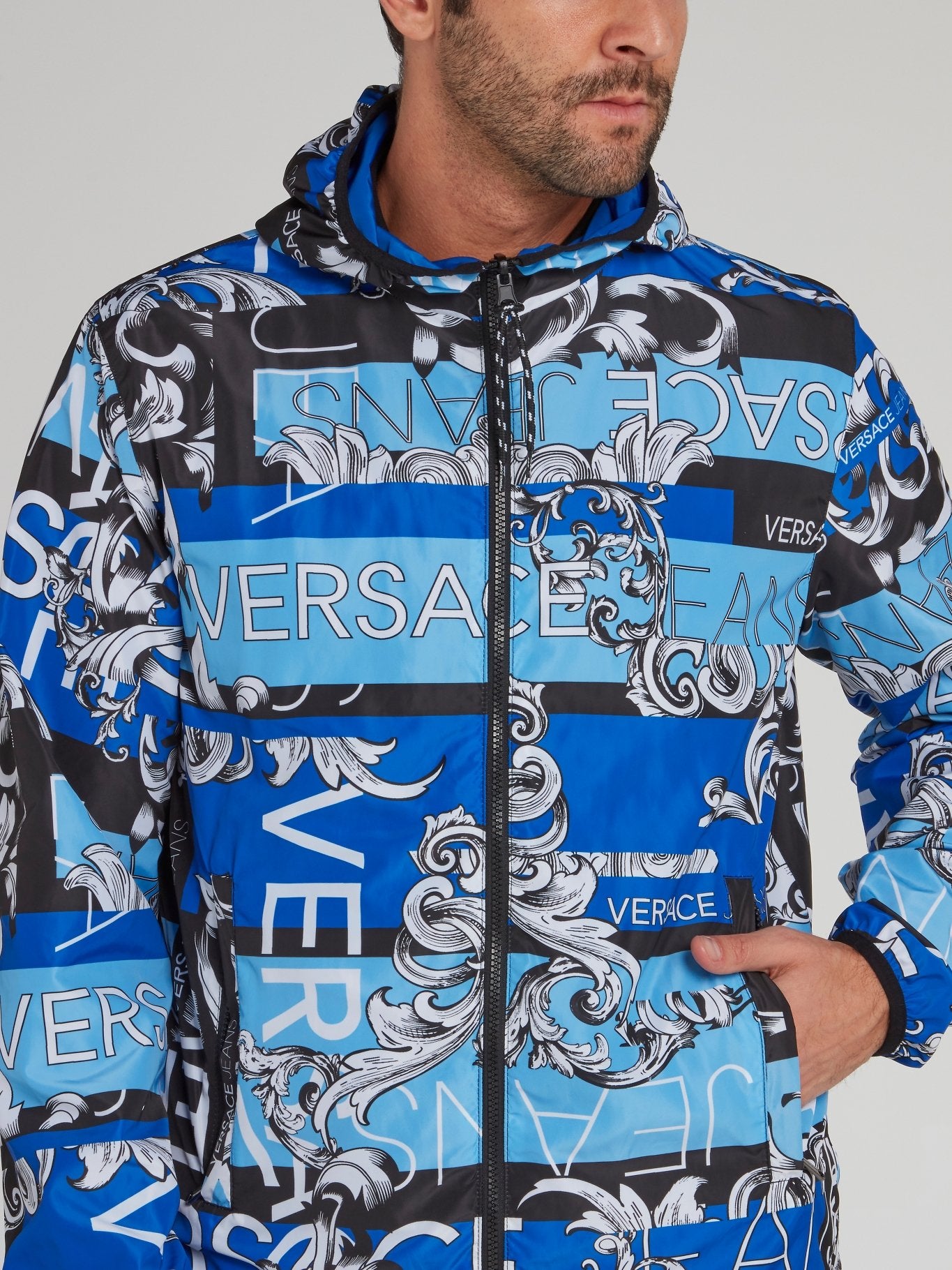 versace reversible jacket blue