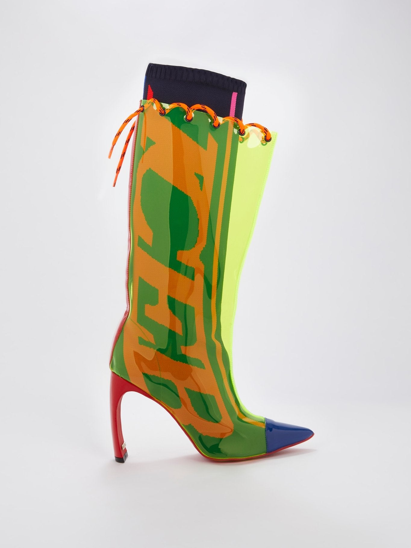 neon green knee high boots