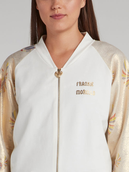 White and Gold Bomber Jacket – Calimi Official