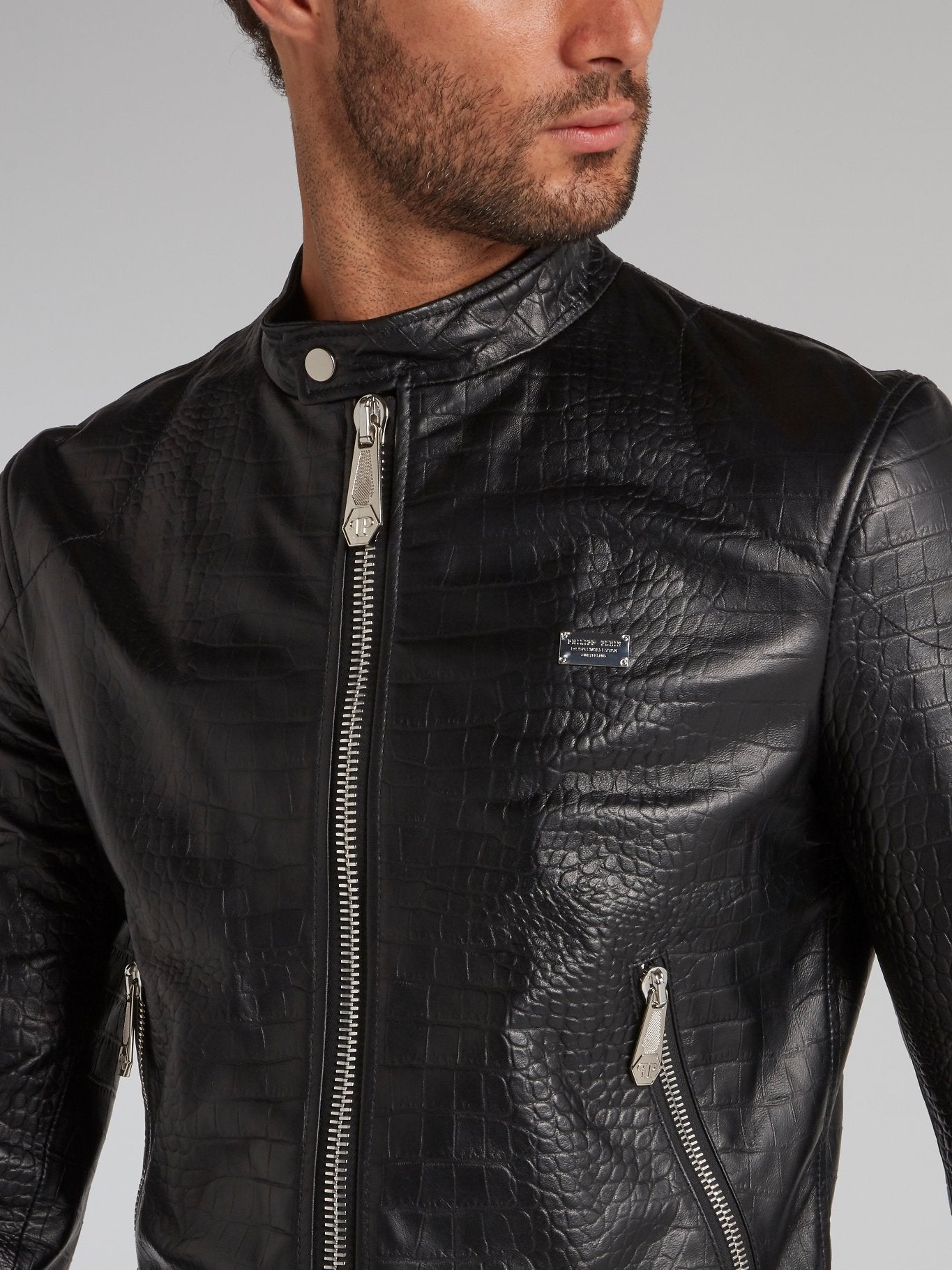 philipp plein leather jacket crocodile