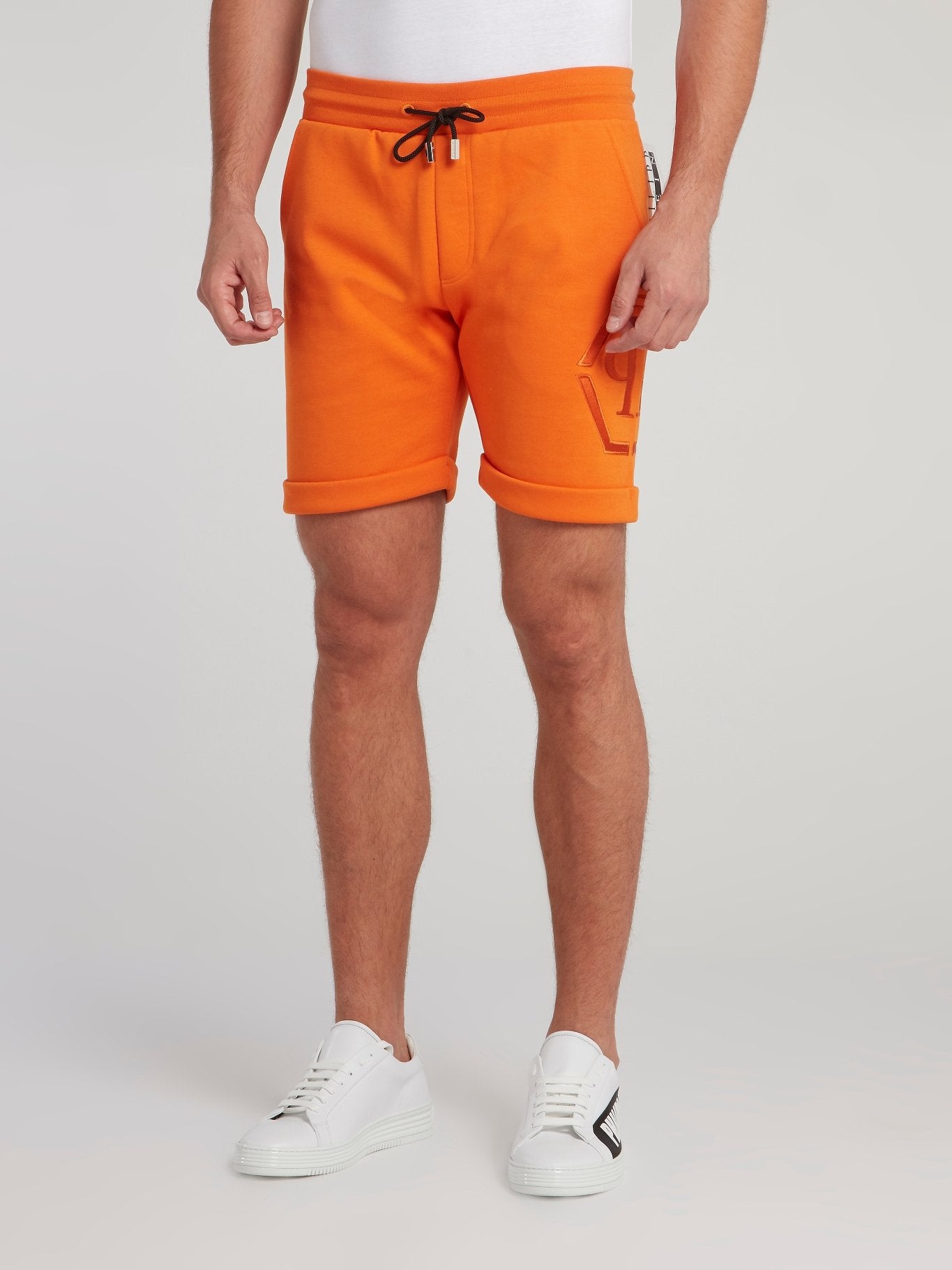 orange jogger shorts