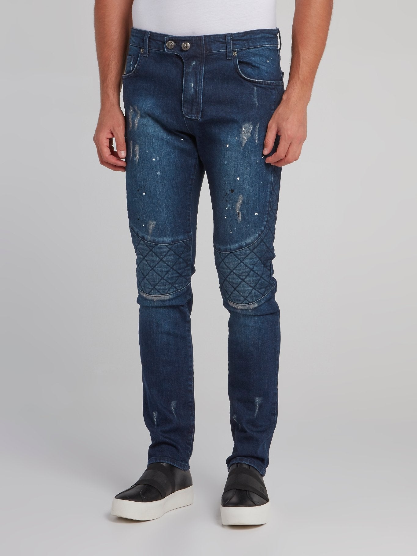 biker jeans paint splatter