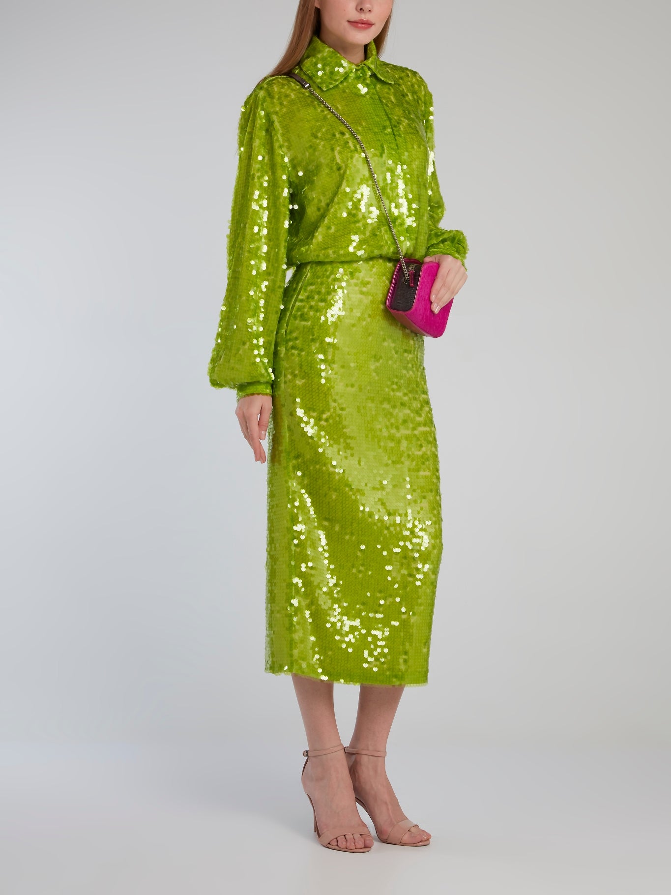 neon green sequin dress