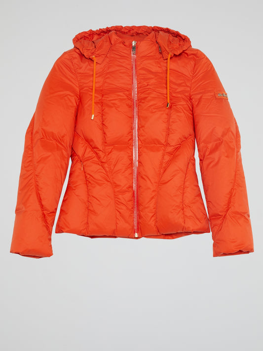Orange Zip-Up Down Jacket