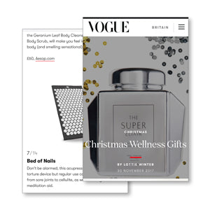 vogue christmas wellness gifts feature bed of nails acupressure mat and pillow products relieve stress and insomnia benefits include pain management stress relief mindfulness healthy modern day acupressure session at home