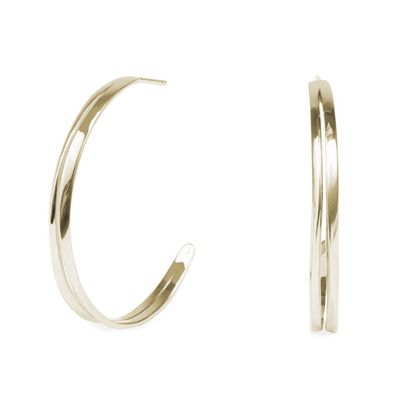 large thin modern hoop earrings  gold stainless steel