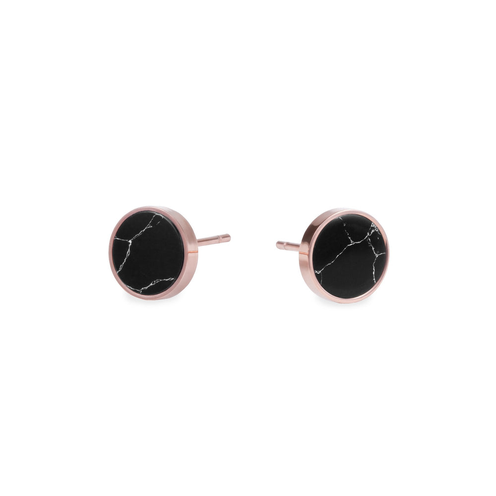 Minimal Black Marble Stud Earrings 