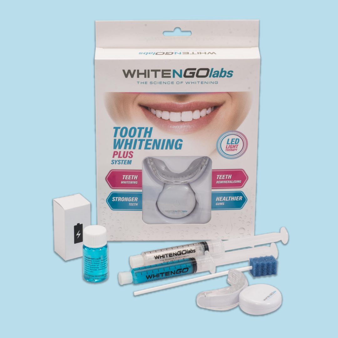 teeth whitening gel and led light