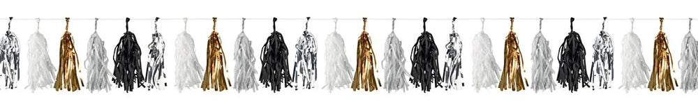 Black, White & Gold Tassel Garland