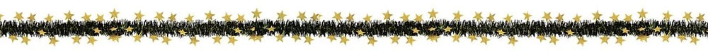 Black Tinsel Gold Star Garland