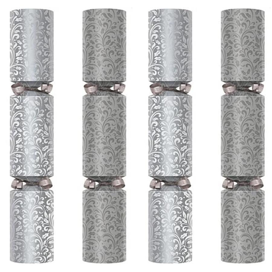 Silver Holly Swirl Christmas Crackers