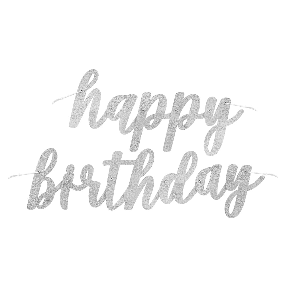 Black & Silver Glitz Jointed 'Happy Birthday' Letter Banner – Party Packs