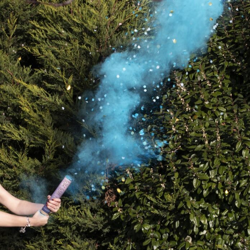 Blue Gender Reveal Smoke Cannon With Confetti – Party Packs