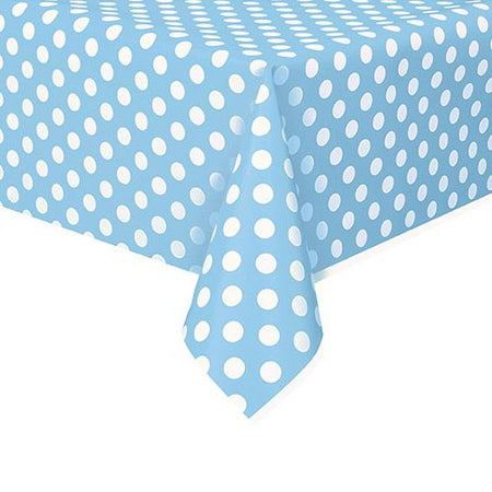 Click to view product details and reviews for Pale Blue Dots Plastic Tablecloth 137m X 274m.