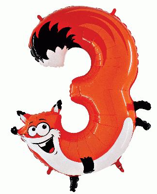 Zooloon Animal Balloon Number 3 Fox 1m