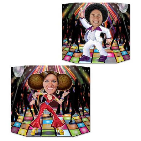 Disco Couple Stand In Photo Prop Reversible 2 Designs 94cm