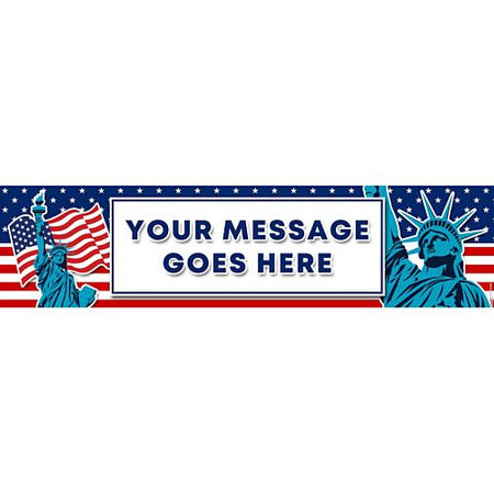 American Flag And Statue Of Liberty Personalised Banner 12m