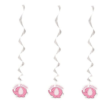 Umbrellaphants Pink Hanging Swirl Decorations 66cm Pack Of 3