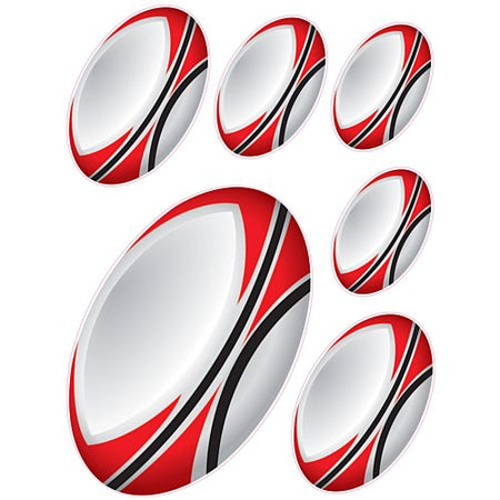 Rugby Ball Vinyl Wall Decorations 133cm Sheet Of 6