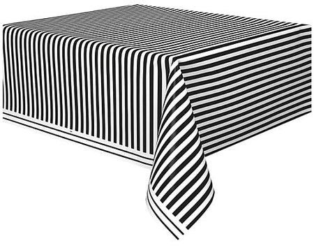 Click to view product details and reviews for Black Stripe Plastic Tablecloth 274m.