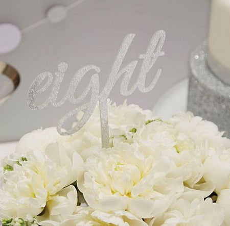 Silver Glitter Table Numbers 1 12