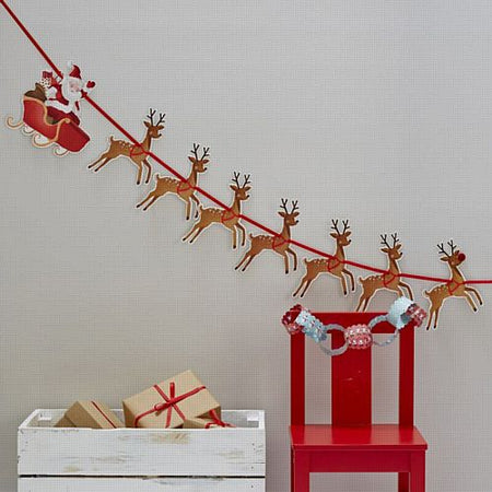 Festive Reindeer Santa Sleigh Bunting 18m