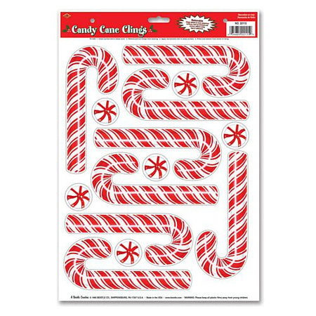 Candy Cane Clings Sheet Of 14