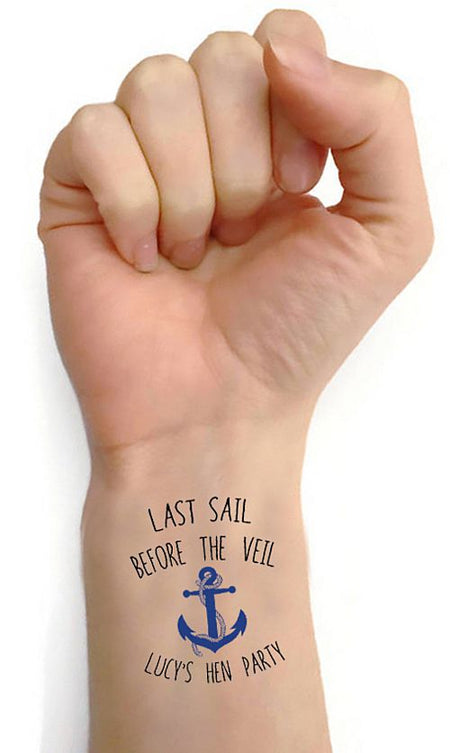 Personalised Hen Party Tattoos Pack Of 16 Last Sail Before The Veil