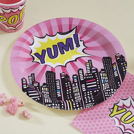 Pink Pop Art Paper Plates 23cm Pack Of 8