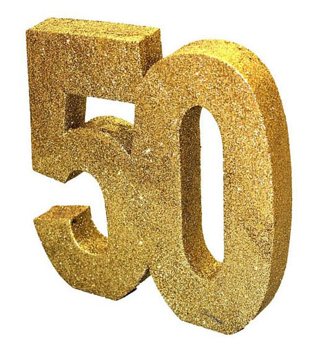 Gold Glitter Number 50 Table Decoration - 20cm – Party Packs