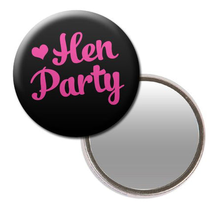 Click to view product details and reviews for Black And Pink Hen Party Pocket Mirror.