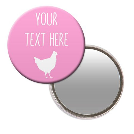 Personalised Pocket Mirror Light Pink Hen Design