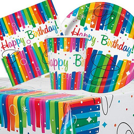 Click to view product details and reviews for Rainbow Ribbons Tableware Party Packs For 8.