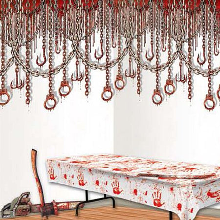 Click to view product details and reviews for Bloody Chains And Hooks Halloween Backdrop 914m.