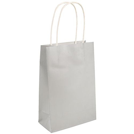 Silver Paper Party Bags 21cm Each