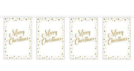 Gold Star Merry Christmas Small Flag Interior Bunting 24m