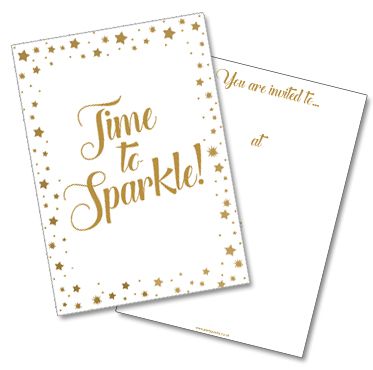 Gold Star Time To Sparkle Invites Pack Of 8