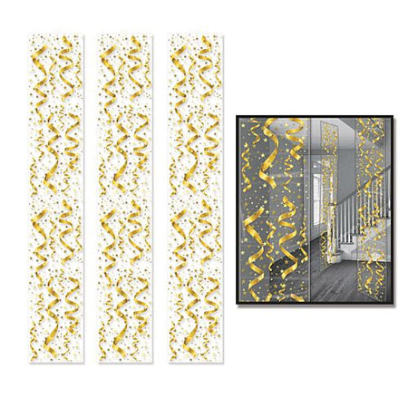 Gold Confetti Hanging Backdrop 18m Pack Of 3