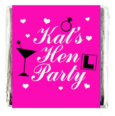 Personalised Chocolates Pink Hen Party Pack 16