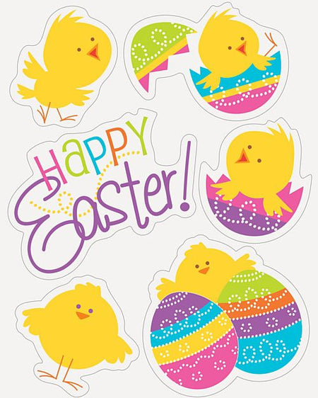 Easter Chicks Window Sticker Clings Sheet Of 6