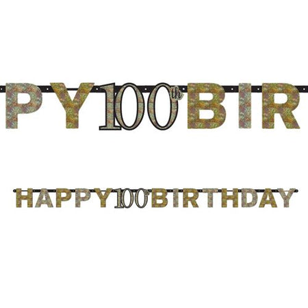 Click to view product details and reviews for Gold Celebration 100th Birthday Prismatic Letter Banner 213m.