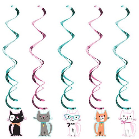 Purrfect Party Cat Danglers Pack Of 5