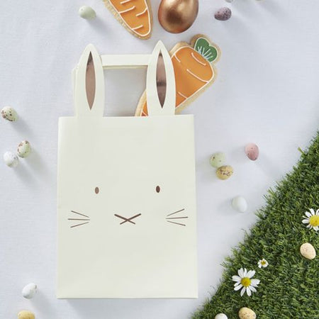 Click to view product details and reviews for Rose Gold Foiled Bunny Party Bags Hoppy Easter Pack Of 5.