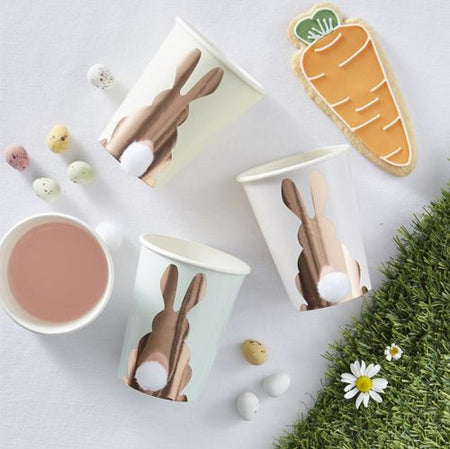 Click to view product details and reviews for Rose Gold Foiled Pom Pom Paper Cups Hoppy Easter Pack Of 8.